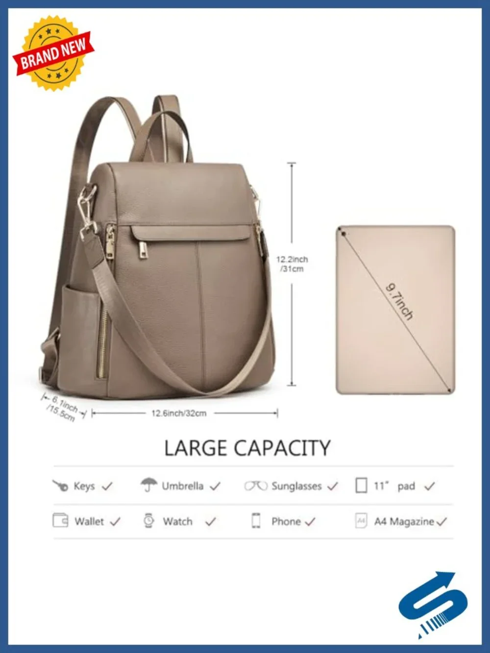 Genuine Leather Anti-Theft Backpack Purse Satchel Shoulder Bag